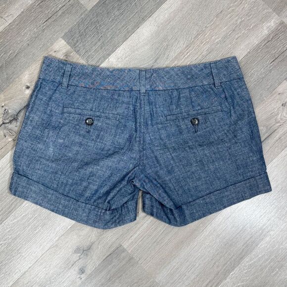 The Limited Chambray Easy Short Cuffed Hem Low Rise Chino Shorts Blue 2 - Picture 4 of 12
